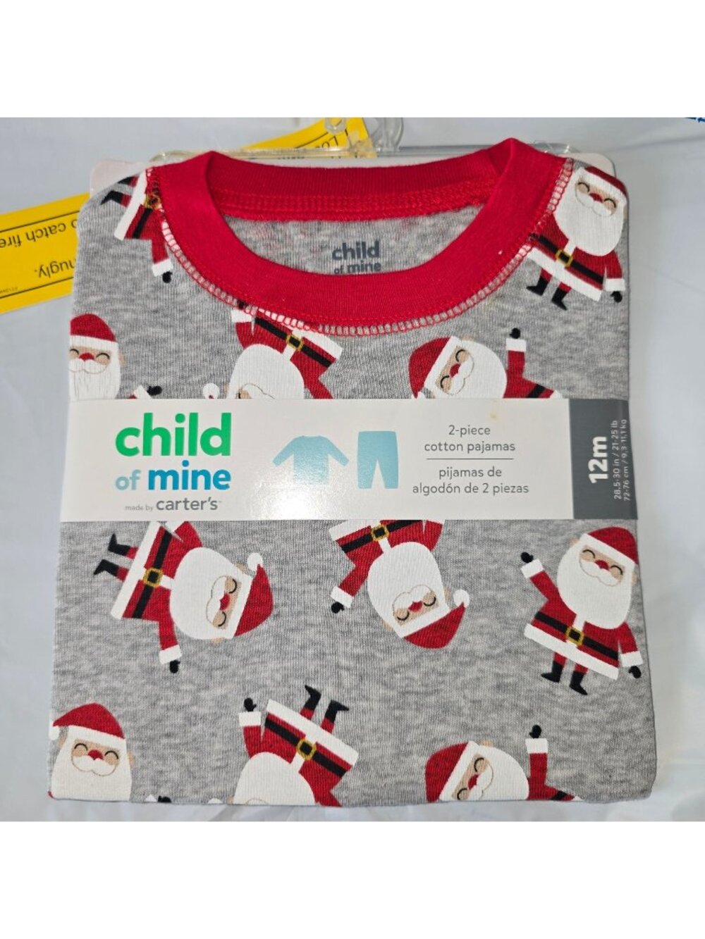 Santa Pajamas Grey and Red Two-Piece Baby Cotton 12 Months LH4119